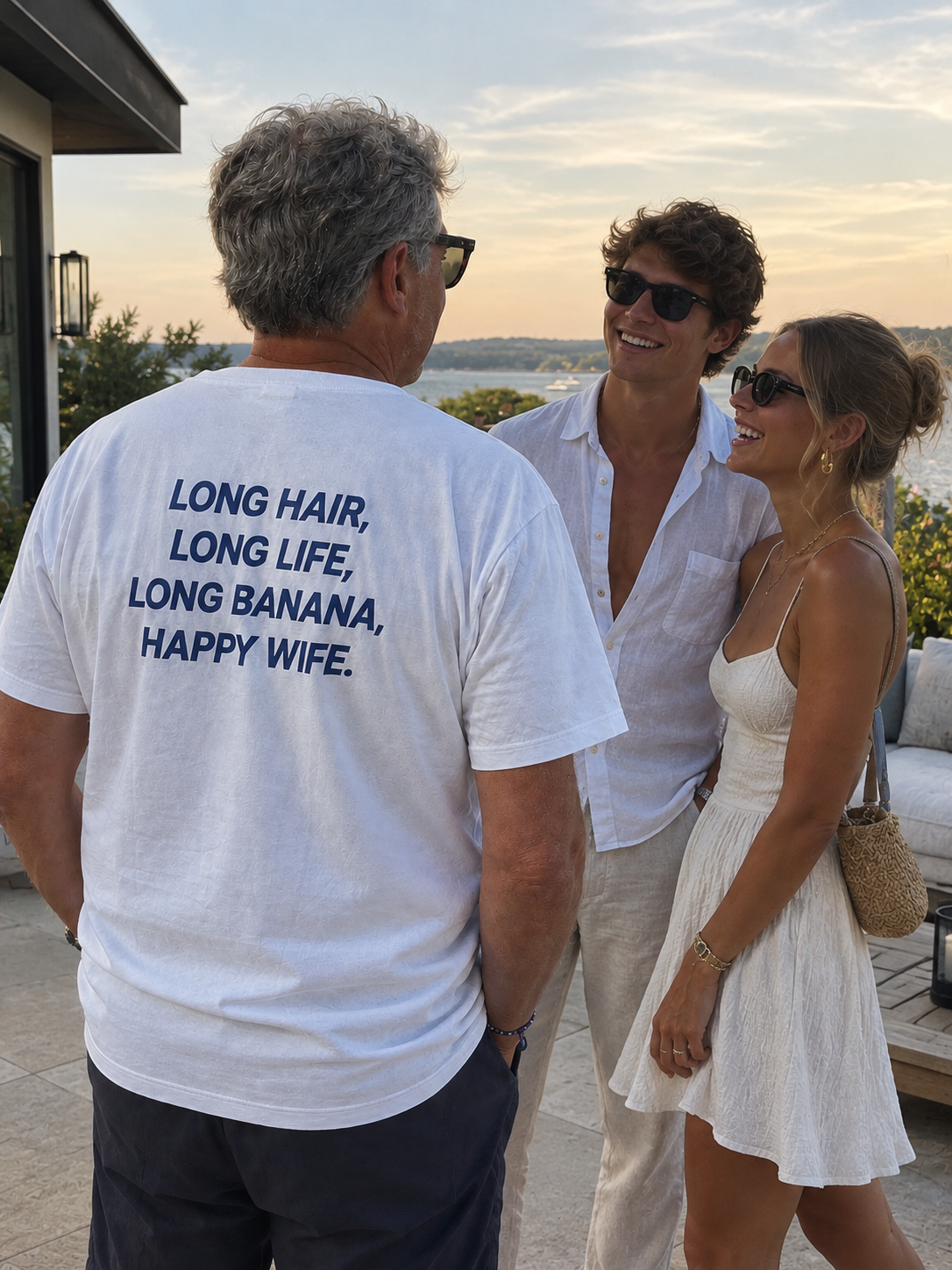 Long Hair, Happy Wife Tee — original photo
