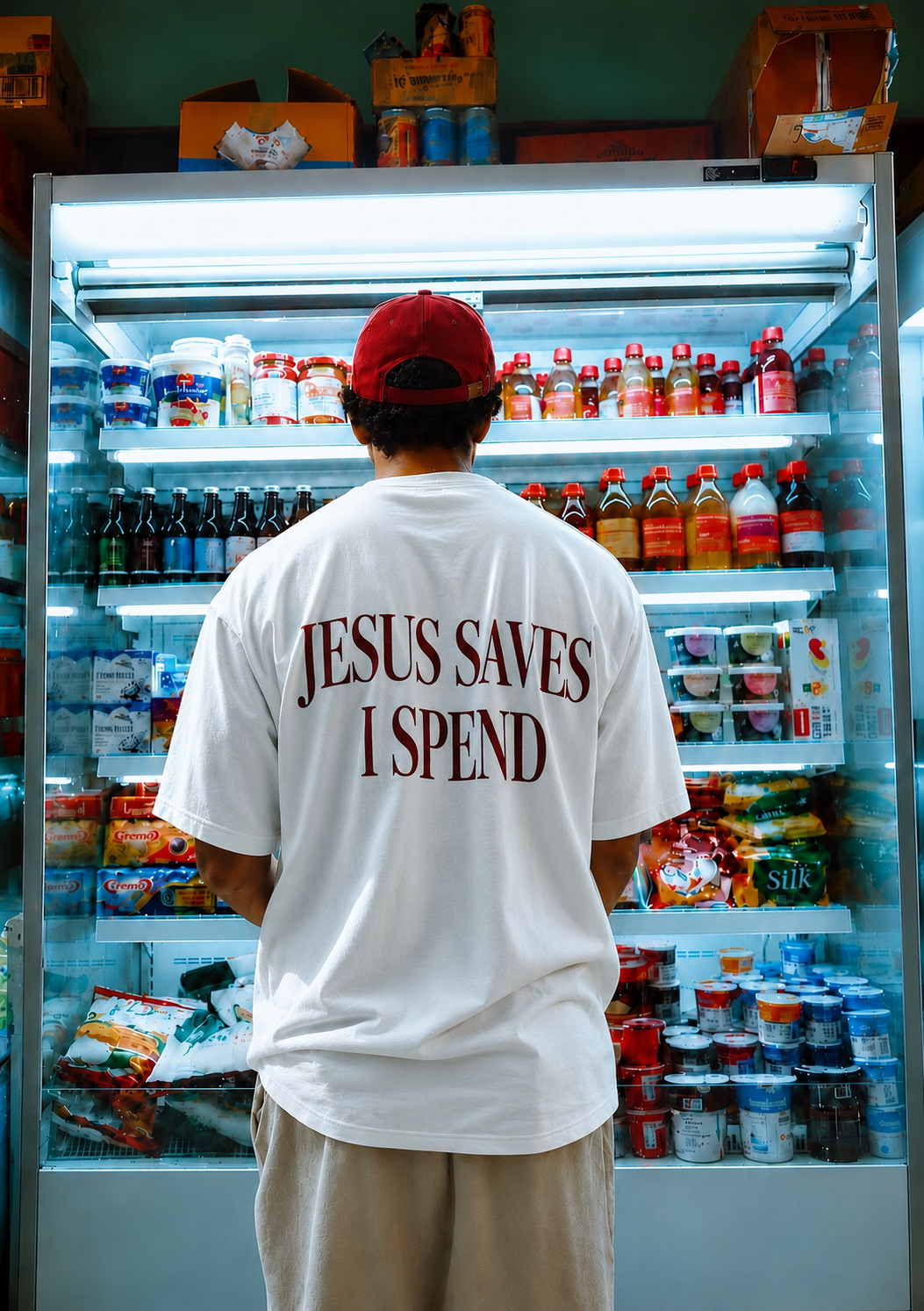 Jesus Saves, I Spend Tee — original photo